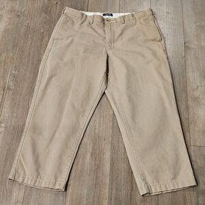 Lands End Pants Mens 38x28 Beige Chino Straight Leg Cotton Traditional Fit